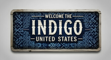 Fototapeta premium Welcome To Indigo United States Sign Rustic Charm With Wooden Texture