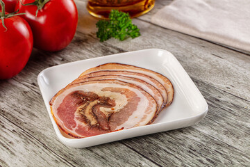 Iralian pancetta sausage pork meat