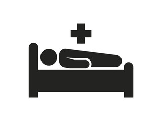 Fototapeta premium A simple black and white medical symbol showing a hospital bed with a figure lying down