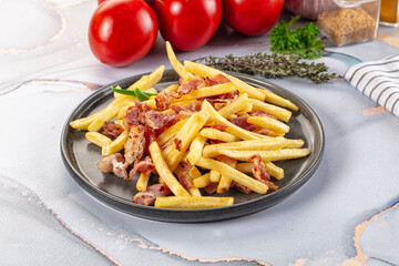 French fry potato with bacon