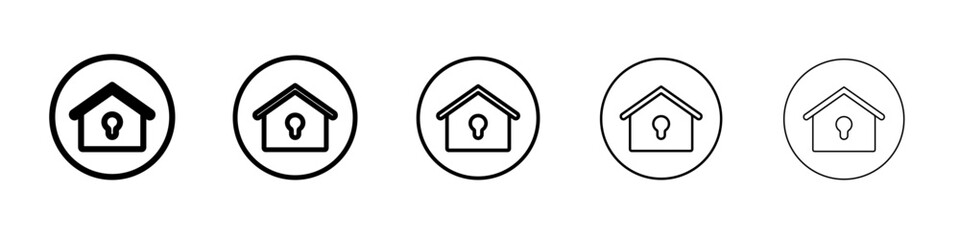 lock home icon outline simple illustration isolated