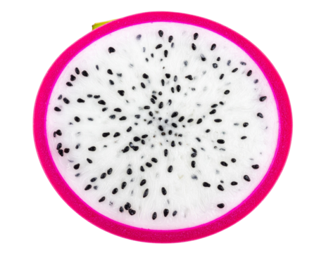  “Single Fresh Dragon Fruit Slice with Vibrant Pink Skin, isolated on transparent background”