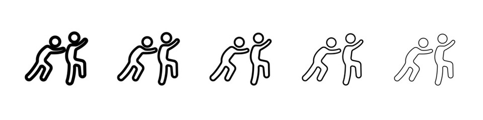 Man pushing another person icon outline simple illustration isolated