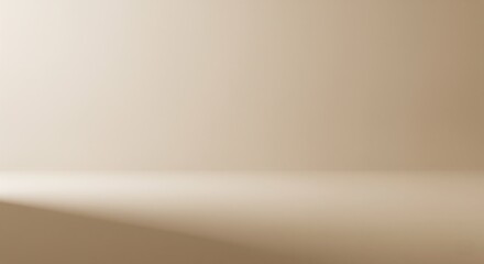 Fototapeta premium Minimal beige background with soft gradient and subtle shadow in 16:9 horizontal layout - calming and elegant for product display or ad