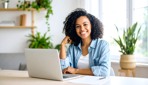 Diverse Young Female Professional Working Remotely at Home