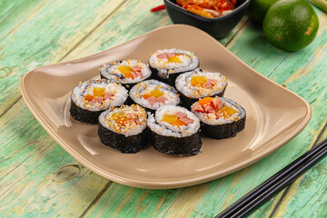 Koream homemade roll Kimbap with nori seaweed