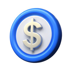 3D Rendered US Dollar Coin Icon Finance Money Currency Symbol