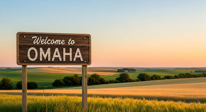 Welcoming View To Omaha City With Beautiful Agricultural Landscape - Powered by Adobe