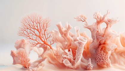 Abstract Coral Reef Scene With Minimalist Design Elements