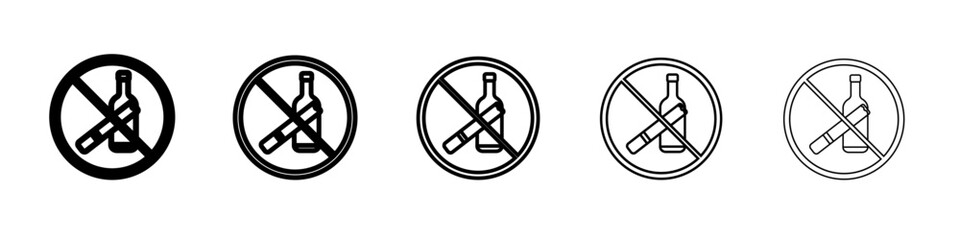 No alcohol and cigarettes icon outline simple illustration isolated