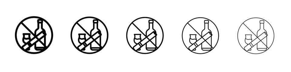 No alcohol and cigarettes icon outline simple illustration isolated