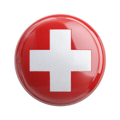 Fototapeta premium Red button with white cross (1)
