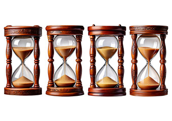 Elegant hourglass displaying sand home decor classic. isolated on a transparent or white background.