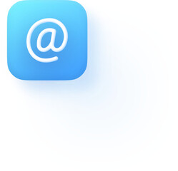 iOS Style At Symbol Icon Rounded Square Email Address Button Soft Color Gradient Flat Interface Web Email Identity Digital Name Tag Symbol Modern UI UX Internet Icon Communication Tag