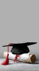 Graduation Cap and Diploma - Classic Academic Success Symbol