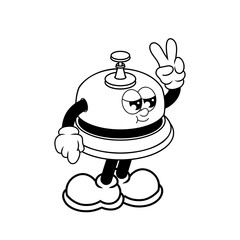 Retro character design of cool call bell outline