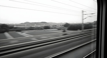 Urban Vista Seen From A Train Window Depicting Rapid Transit And Motion Blur