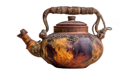 Ornate, antique copper tea kettle