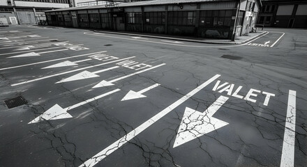 Valet Service Arrows In A Gray Parking Lot Offer Directional Guidance