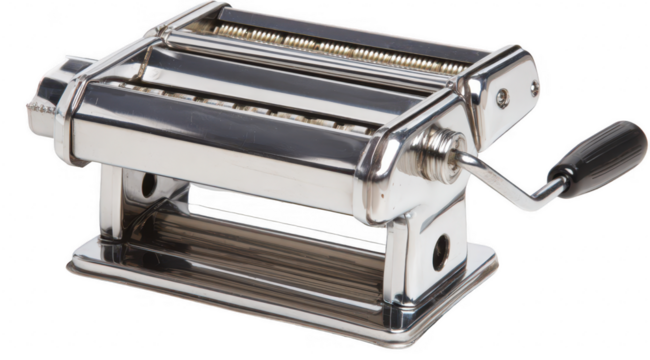 Chrome pasta machine with handle