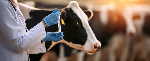 The veterinarian conducting tests on livestock in a modern agricultural setting.