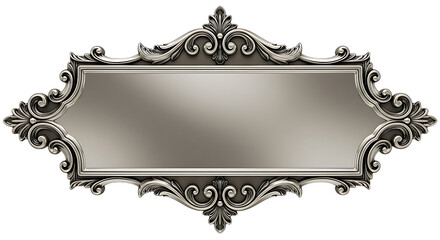 Decorative metallic frame adorned with ornamental flourishes offers a refined and elegant element for design layouts and creative projects.