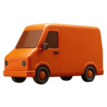 Orange delivery van cartoon 3d model isolated on white background
