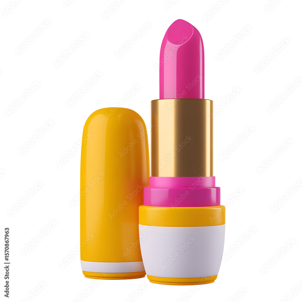 Aufkleber A visually striking 3D render of a pink lipstick with a bold glossy finish and a vibrant pastel color palette showcased against a clean transparent background for a modern eye catching aesthetic