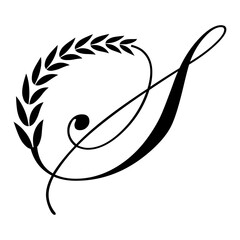 Calligraphic S Letter logo design, elegant floral ornate alphabet design vector