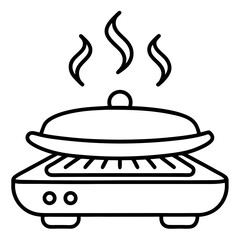 Hot plate line art vector