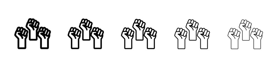raised fists icon outline simple illustration isolated