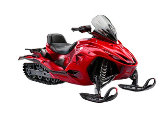 Red snowmobile isolated on transparent or white background