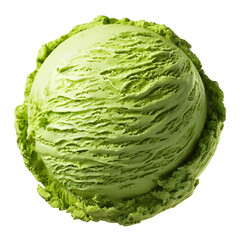 Obraz premium Smooth creamy and perfectly rounded scoop of vibrant green tea matcha ice cream with detailed ridges and a luxurious chilled appearance against a clean white backdrop