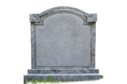 Blank Gravestone with Grass on Transparent Background for Easy Compositing and Design Integration on transparent background