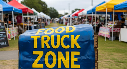 Vibrant Food Truck Zone At A Lively Outdoor Festival Gathering Scene