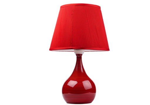 Red table lamp isolated on transparent or white background