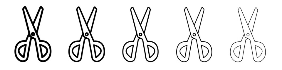 Scissors icon set outline simple illustration isolated