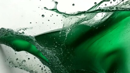 Dynamic green liquid splash collection on white background, abstract fluid design element - Powered by Adobe