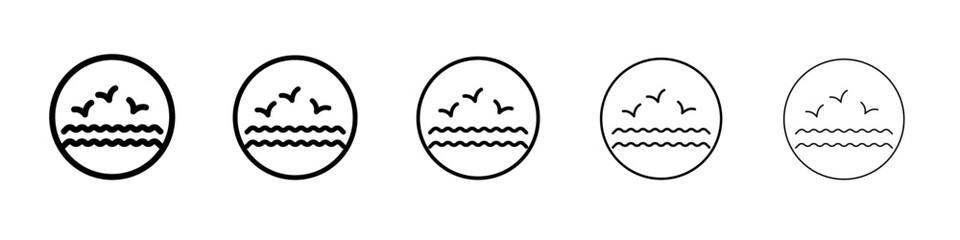 Sea with seagull icon outline simple illustration isolated