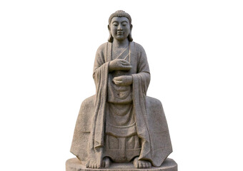 Fototapeta premium Statue of a person with a serene expression. isolated on a transparent or white background.