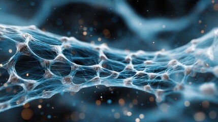 Carbon Nanotubes. Abstract image illustrating a network of interconnected strands with glowing elements.