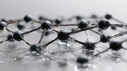 Carbon Nanotubes. Abstract molecular structure with interconnected nodes and a reflective surface.