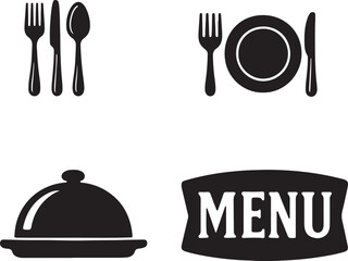 restaurant menu icon Restaurant Food and Dining Icons in Black Silhouette Style