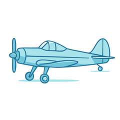 Light Blue Single Propeller Airplane Side View