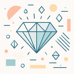 Abstract Geometric Diamond With Pastel Shapes