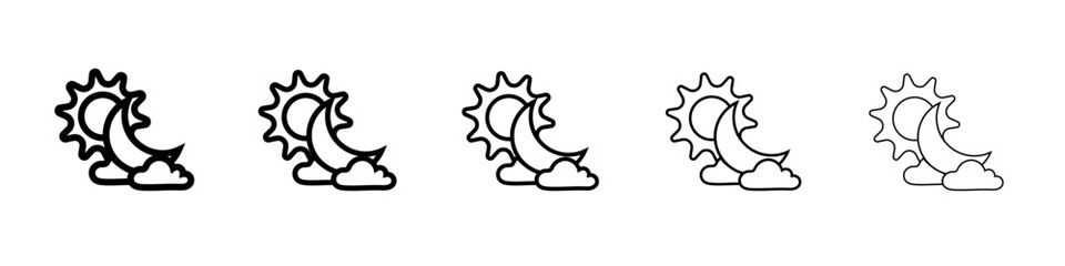 Sun and moon icon outline simple illustration isolated