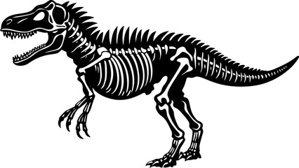 Fototapeta premium Dinosaur Skeleton Silhouette Clipart – T-Rex Fossil Vector Illustration