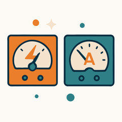 Electric And Ampere Analog Meters Colorful Display