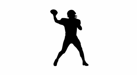 Football Quarterback Throwing Silhouette on White