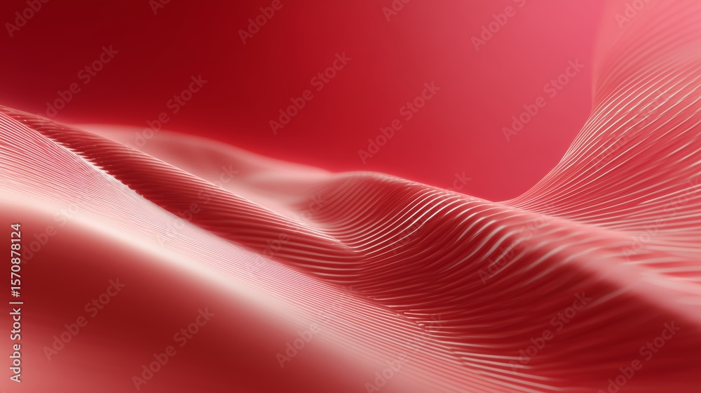 Poster curved red waves create an abstract landscape by manipulating texture and light in a visually striki